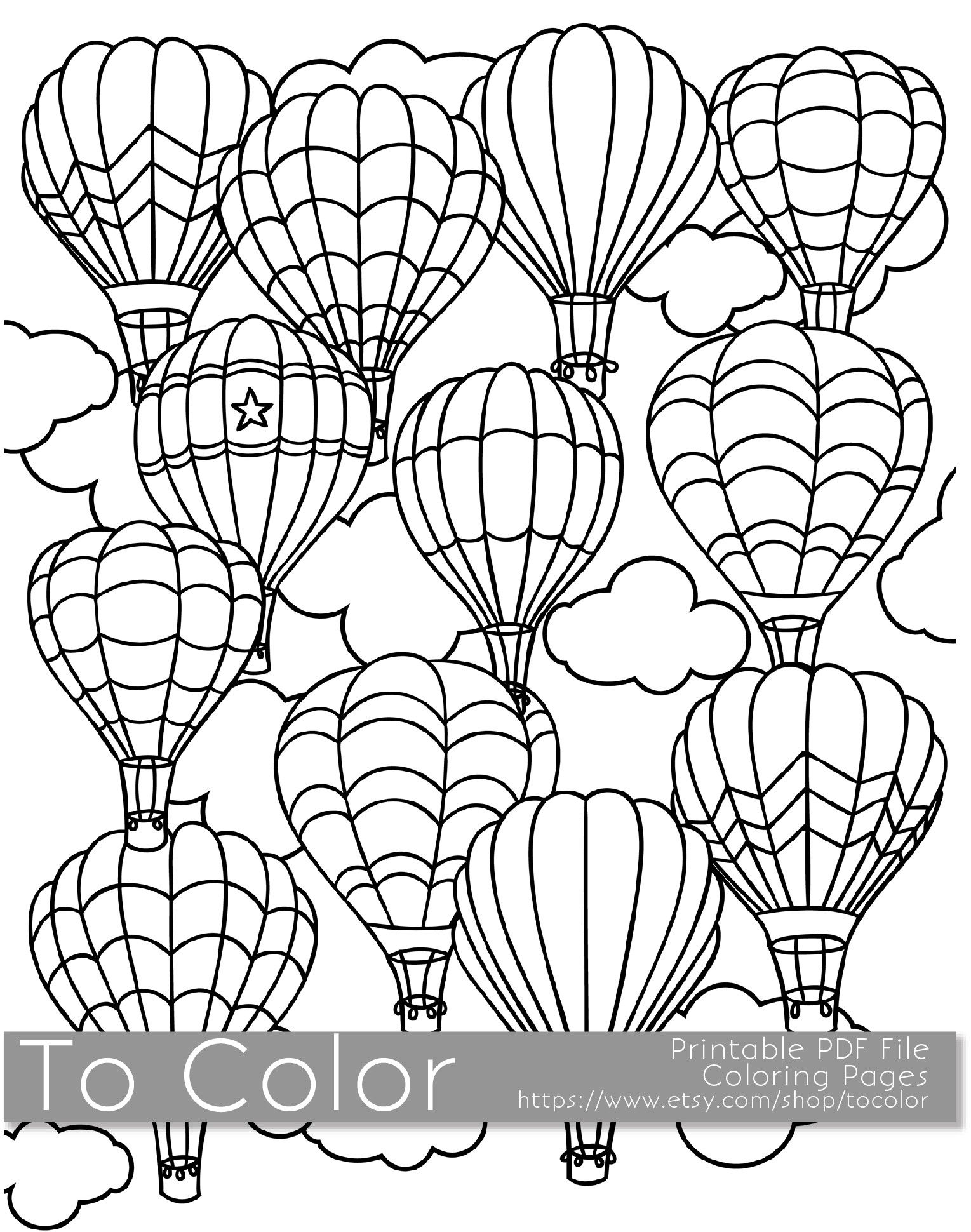 Hot Air Balloons Coloring PageA