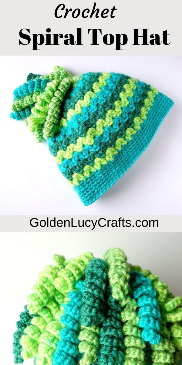 Spiral Top Messy Bun Hat, Caron Cakes Yarn Last year the Messy Bun Hat was very popular. But what are you suppose to do if you cut your hair and don\u2019t have any more ponytail to go through the hole in the top? #kidsmessyhats