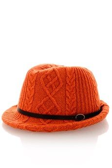 Orange Knitted Fedora Hat Sapka Turuncu Orgu