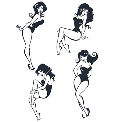 vintage pinup girls collection vector by tachyglossus on vectorstock