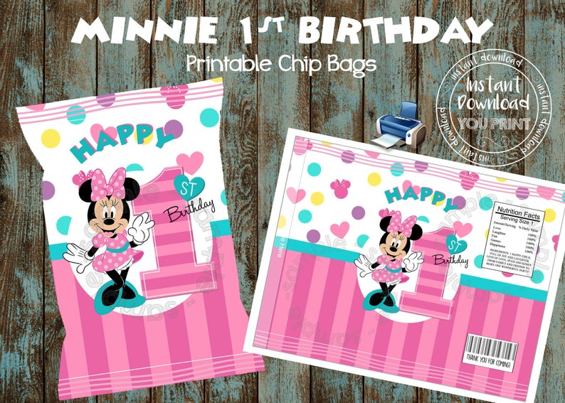 Bow-tique Favor Bags Party Favors Birthday Favors Treat Bags Printable Printed Bow-tique Mouse Inspired Chip Bags
