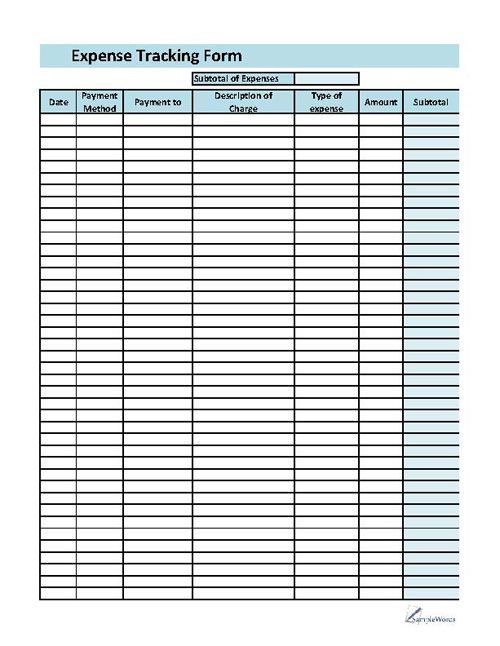 expense printable forms worksheets business pinterest