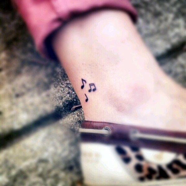 40 Cute and Tiny Ankle Tattoo Designs For 2016 - Bored Art Small Music Tattoos, Music Tattoo Designs, Small Tattoo Designs, Tattoos For Women Small, Tattoo Small, Unique Tattoo, Music Wrist Tattoos, Trendy Tattoos, Mini Tattoos