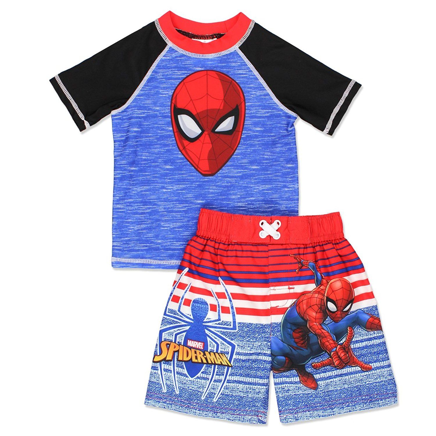 UPF 50 Toddler//Little Kid//Big Kid Marvel Avengers Boys Swim Trunks and Rash Guard Set Sun Protection