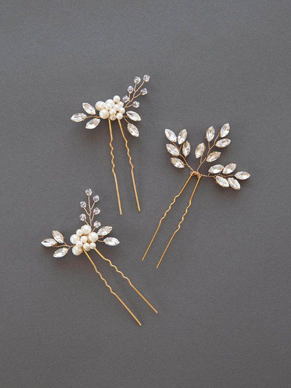 Wedding Hairpiece Pearl Headpiece Crystal Hair Piece Phoebe Comb Set Silver Leaf Comb Silver Hair Comb Bridal Hair Pin