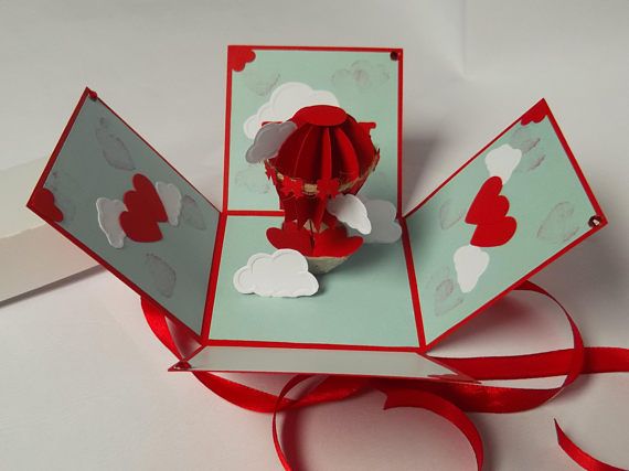 Explosion Box Con Mongolfiera Biglietto Auguri ... Explosion Box Con Mongolfiera Biglietto Auguri ...