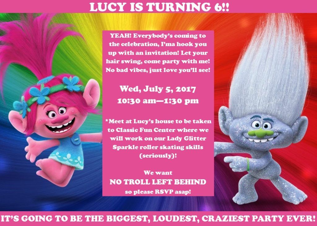 trolls birthday party invitation perfect parties pinterest