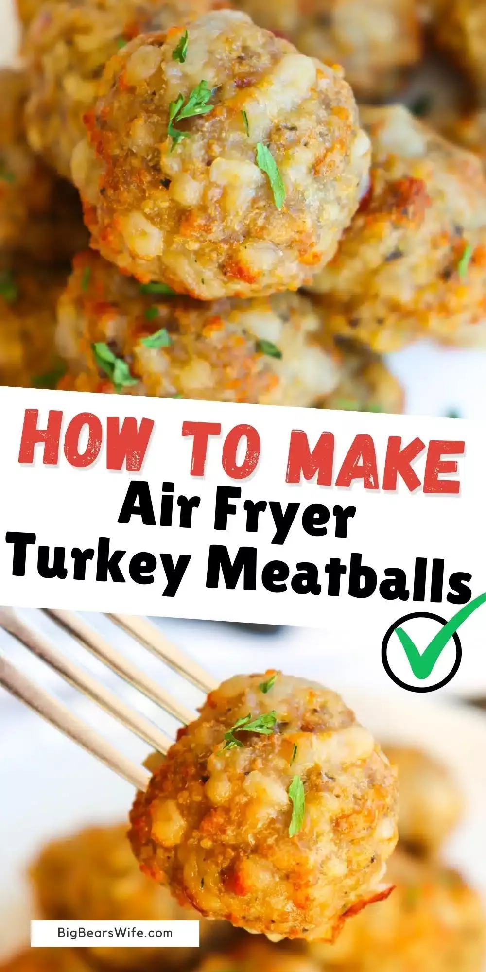 If you're looking for a healthy air fryer recipe, these Air Fryer Turkey Meatballs are for you! These are great for eating on their own, perfect for parties or great for spaghetti and meatballs! via @bigbearswife