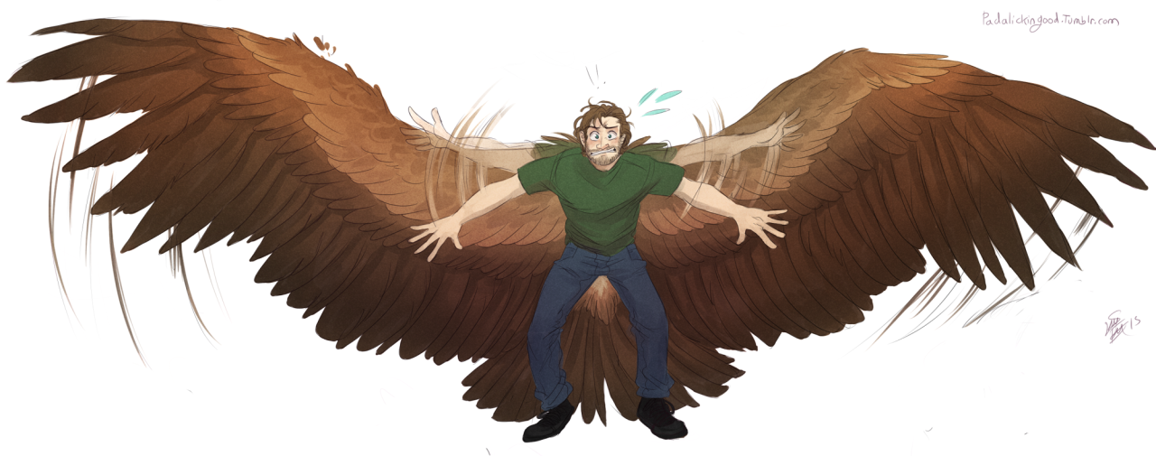 human with wings drawing