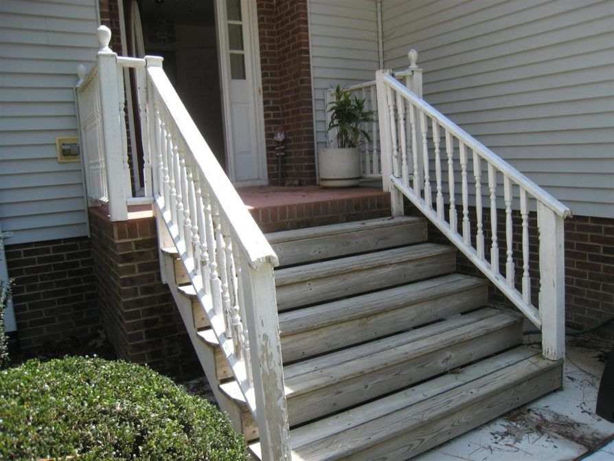 Classic Front Porch Step Designs With Pecan Wooden Front Porch
