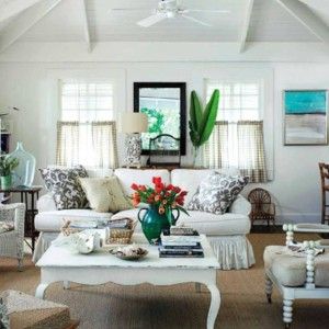 Beach Cottage Style Living Rooms With Vintage Chairs And Table Beach Cottage Style Living Rooms With Vintage Chairs And Table Sofa Small Indoor Plant Cafe Curtains
