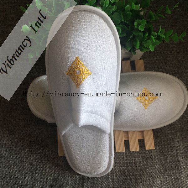 Custom Hotel Slippers with Embroidery Disposable Hotel Slipper OutSole : EVA. Upper : Towel Cloth Slippers. Hand Made : Hand Made. Disposable : Disposable. Season : All. Use : Hotel. Gender : All. Size : 29cm or as Your Ruquest. Package Material : Paper Box Packaging. Logo : as Your Ruquest. Product Description Hotel amenities disposable slippers Fabric: 100% Towel Cloth Slippers Out sole: EVA 6mm Size: 29cm or as your requests. 1. Advantages OEM and ODM service for various bags Eff Team Online, Yangzhou, Hotel Amenities, Hotel Supplies, Shower Cap, Packaging Material, Paper Box, Goods And Services
