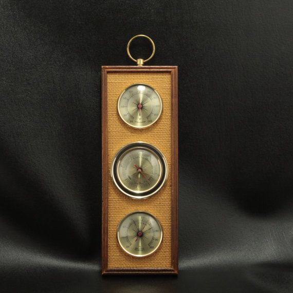 Jason Barometer Humidity Themometer Weather Station Vtg Metal hangers
