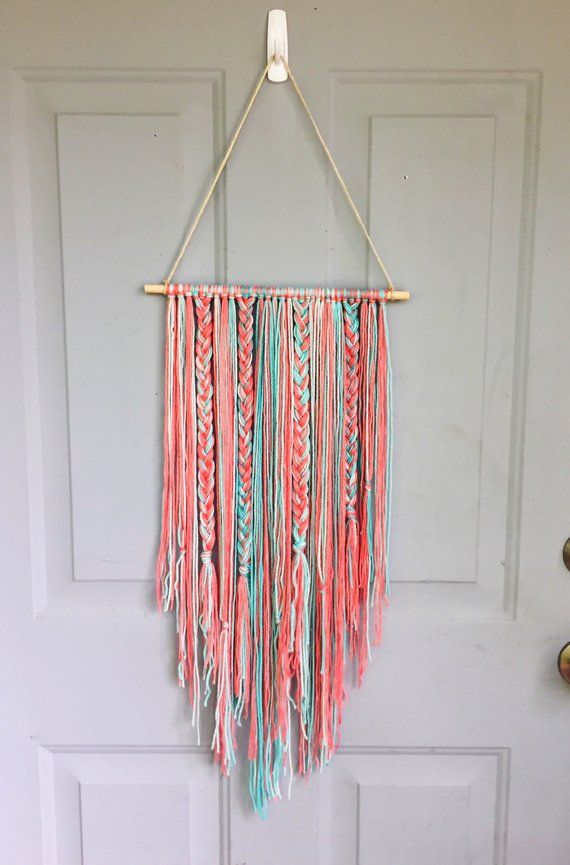 Boho Wall Hanging, Bow holder, Yarn Wall Hanging, Nursery Decor, Wall Decor, Hanging Bow Holder, Baby Girl Decor #babyyarn
