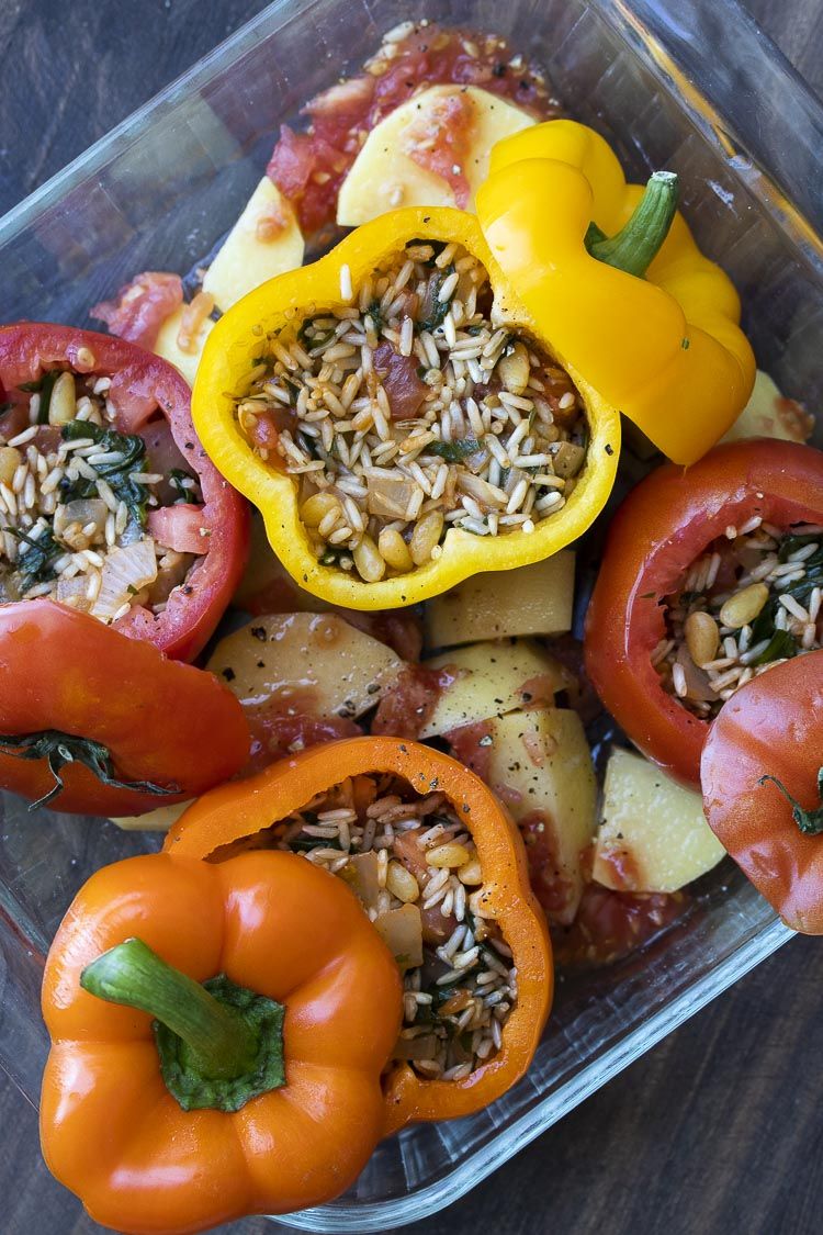 Vegan Yemista Greek Stuffed Tomatoes And Peppers Vegan Yemista Greek Stuffed Tomatoes And Peppers