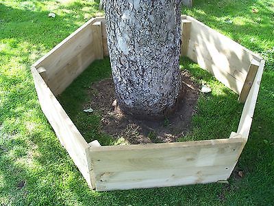 1 X 30 Cm High Hexagonal Wood Raised Bed Tised Wooden Garden Tree Border Landscaping Around Trees Wooden Garden Landscaping, Raised Beds Around Trees