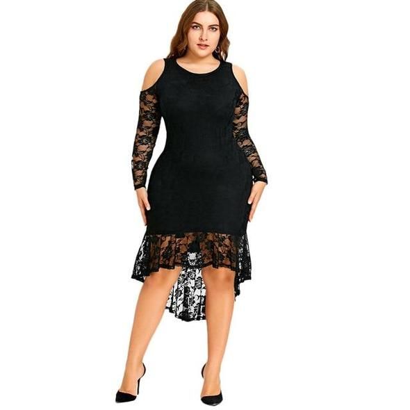 Gamiss Women 2018 New Fashions Plus Size 5xl Cold Shoulder Lace Highrr