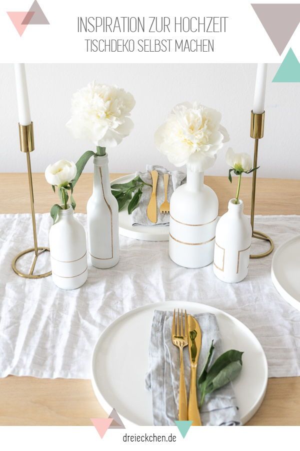 Tischdeko für die Hochzeit selbermachen Upcycling mit Flaschen als Vasen // Werbung Tischdeko für die Hochzeit selbermachen Upcycling mit Flaschen als Vasen // Werbung