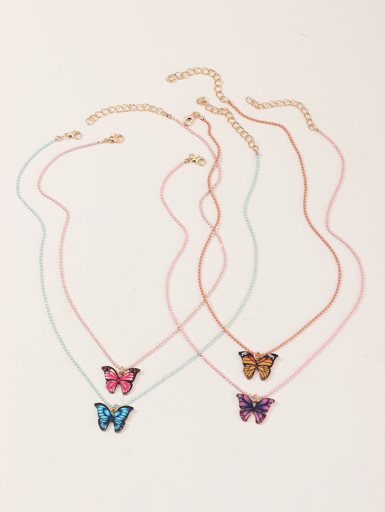Download 4pcs Toddler Girls Butterfly Charm Beaded Necklace # ...
