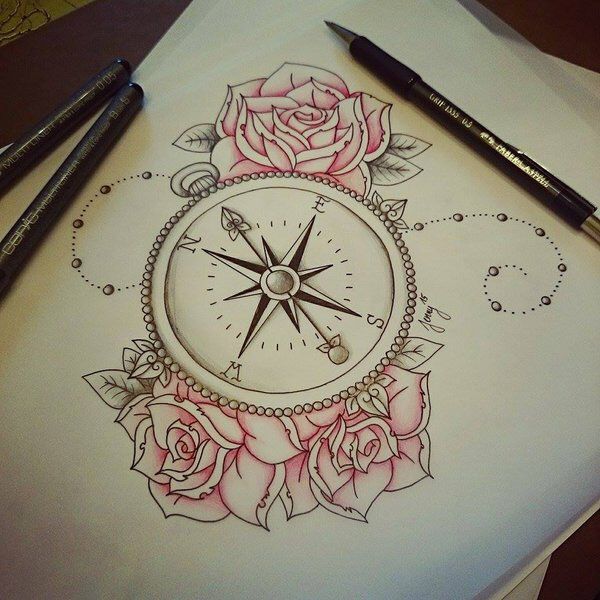 Artistic Compass Rose Drawing The compass rose has a long and colorful ...