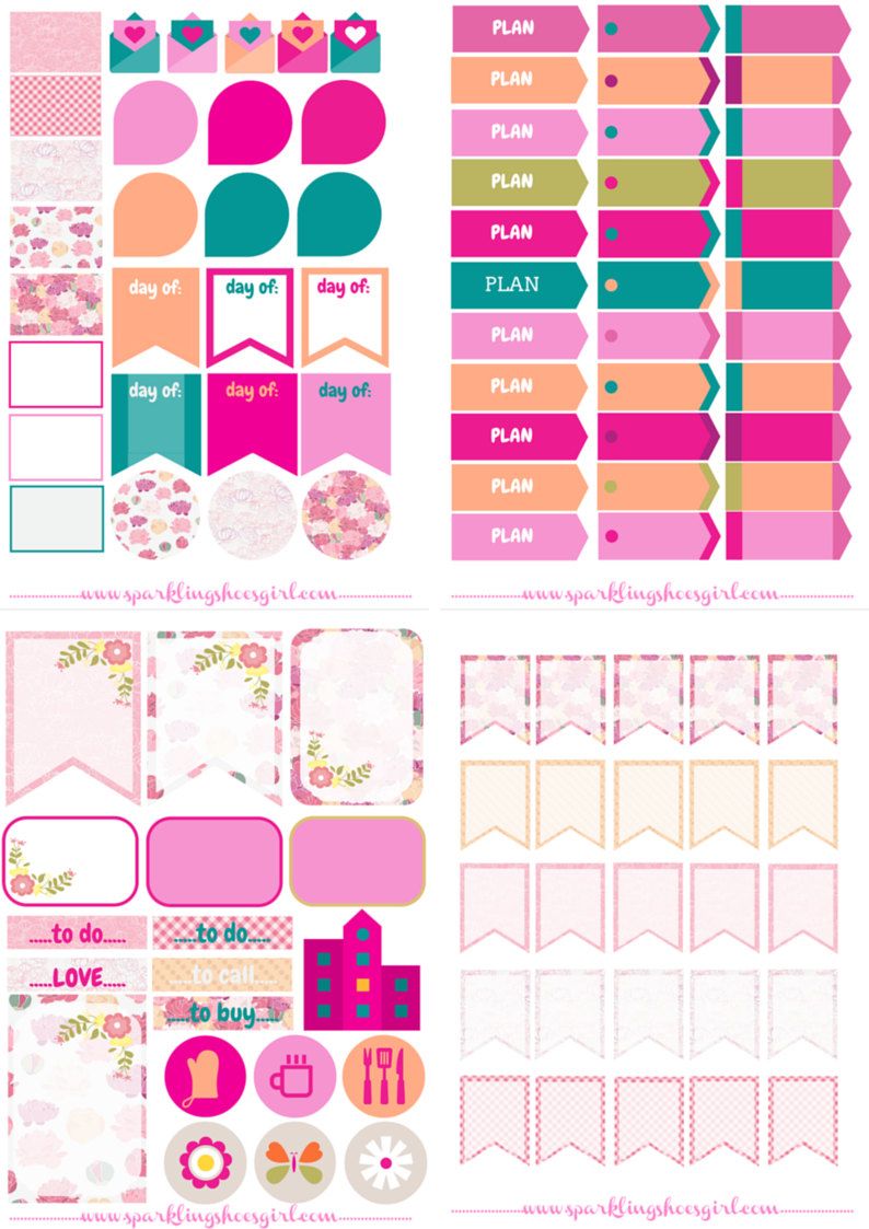 pink floral journalplanner stickers digital file
