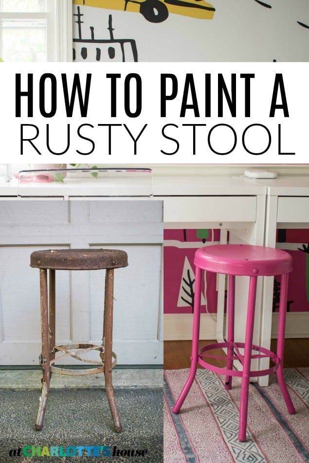 How To Paint Over Rust Flipping Furniture Metal Stools Makeover Metal Stools Makeover, How To Remove Old Paint From Metal Furniture