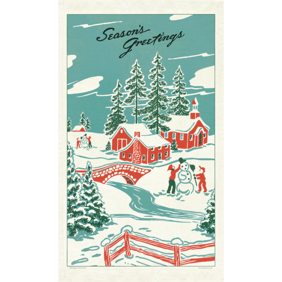 Beautiful English tea towel featuring images from the Cavallini & Co. archives. Made of 100% natural cotton. Packaged in a keepsake muslin bag.Size - 19" x 31.75" Vintage Christmas Images, Vintage Holiday, Vintage Inspired Christmas, Vintage Images, Vintage Happy New Year, Vintage Christmas Wrapping Paper, Holiday Images, Vintage Winter, Christmas Pictures