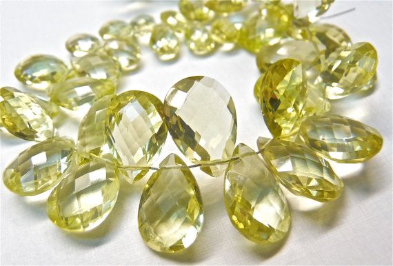 LEMON QUARTZ 25 x 9 MM DROP BRIOLETTE CUT CHECKERBOARD ALL NATURAL AAA LEMON QUARTZ 25 x 9 MM DROP BRIOLETTE CUT CHECKERBOARD ALL NATURAL AAA