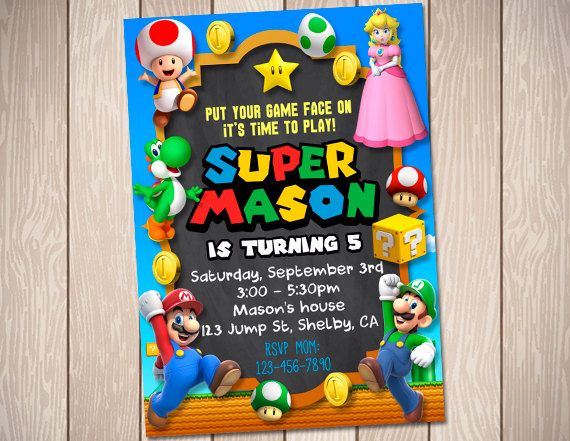 Tarjetas De Mario Bros Para Cumpleaños Tarjetas De Mario Bros Para Cumpleaños