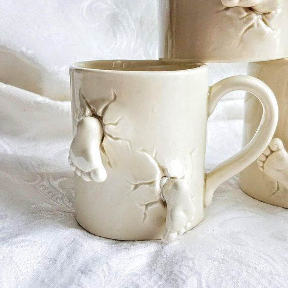 Vintage Kicky Feet Cups Set of 4, Fitz and Floyd Funny Mug Set, DAD Teen gift, 1970s Retro Cup Funny Coffee Cup Unique Gift Humorous