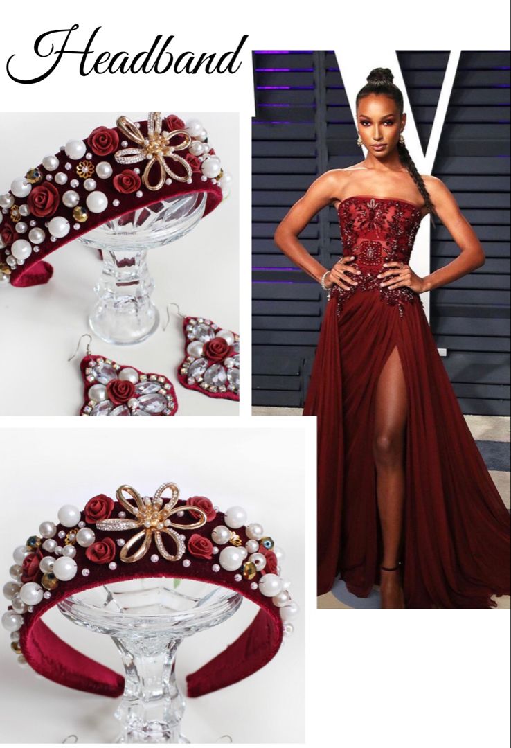 Bead headband burgundy tiara Crown Rhinestone Crystal hair | Etsy #crownheadband