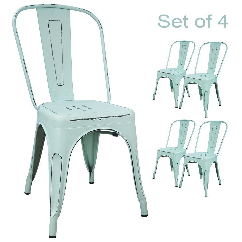Tolix style chairs in light blue, set of 10. 10 Fixer Upper Paint