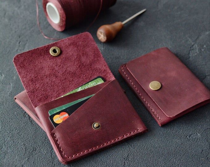 Leather Wallet Compact Purse Leather Wallet Leather Etsy Leatherwalletp Cartera De Cuero Hecha A Mano Cuero Hecho A Mano Bolsos De Cuero Hechos A Mano