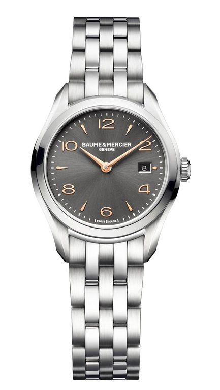 Baume & Mercier Clifton Quartz 30 mm Grey, Ladies Watch - швейцарские часы, женские наручные Stainless Steel Watch Women, Stainless Steel Polish, Stainless Steel Band, Stainless Steel Bracelet, Watch Trends, Everyday Accessories, Gold Hands, Only Time, Clifton