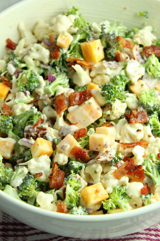 Loaded Broccoli Cauliflower Salad (Low Carb)