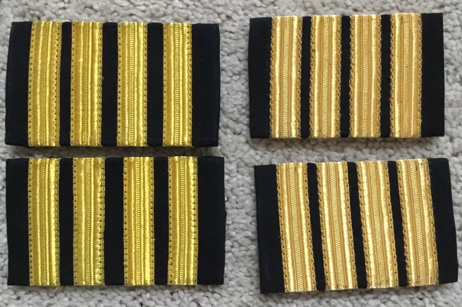 USA 4 Bar Gold Airline Pilot Epaulets Captain Shoulder Board Insignia Sliders