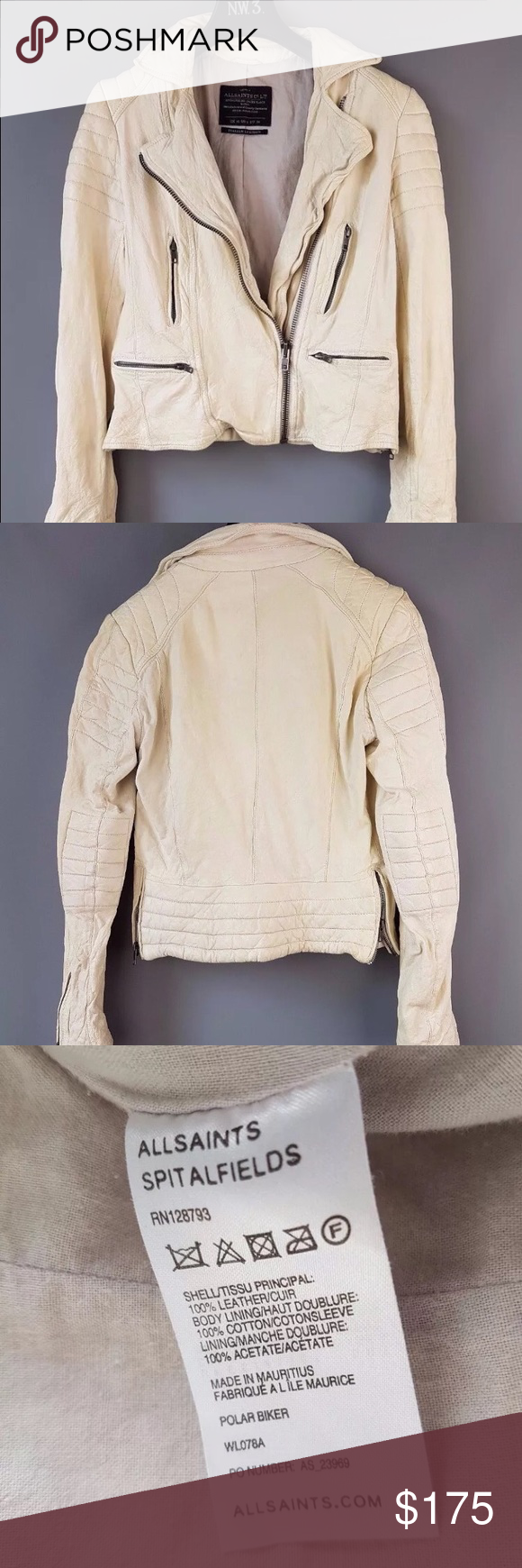 distress Ivory women biker Jacket sz 2 All saints leather jacket sz 2