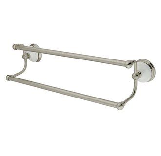 24 Cumberland Dual Towel Bar With Brass And White Porcelain Rosettes Bathroom Accessories Chrome Towel Bar Kingston Brass