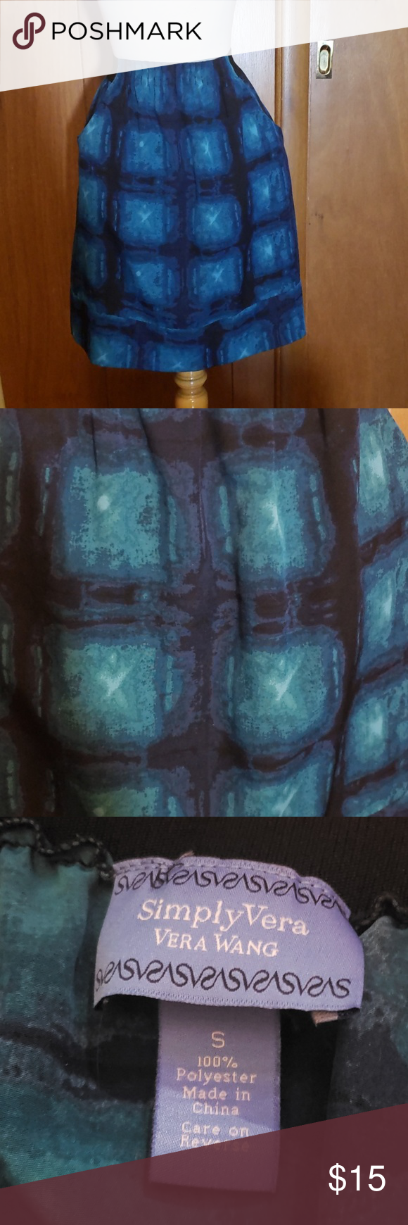 EUC simply vera by vera wang skirt, small This is a beautiful team and black simpky vera skirt. Siz...