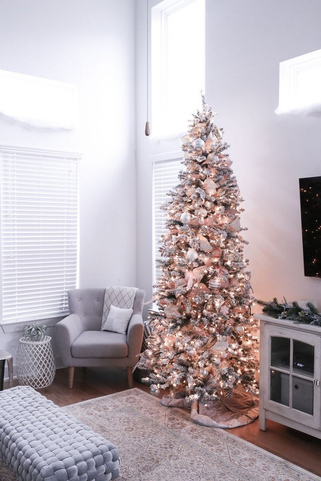 39+ Awesome Rose Gold Christmas Decorations Living Room Ideas | Rose