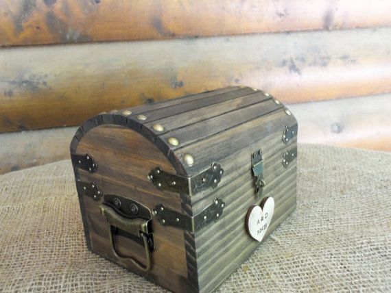 Cute Rustic Wedding Box With Personalized Heart Slot And Lock
