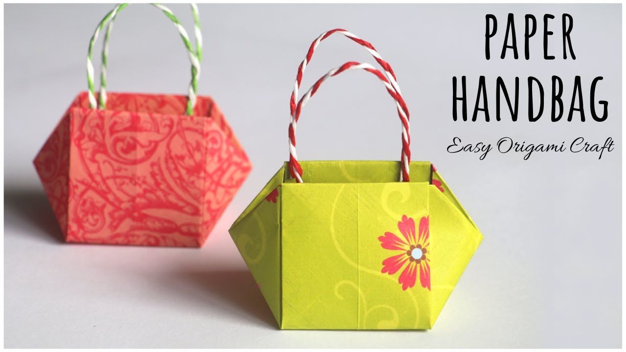 Origami Paper Hand Bag Tutorial How To Make Paper Handbag Easy