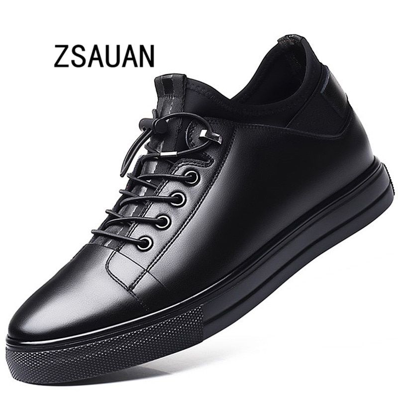 Men Leather Suede Increased within 7cm Sporting Sneaker Casual Elevator Shoes