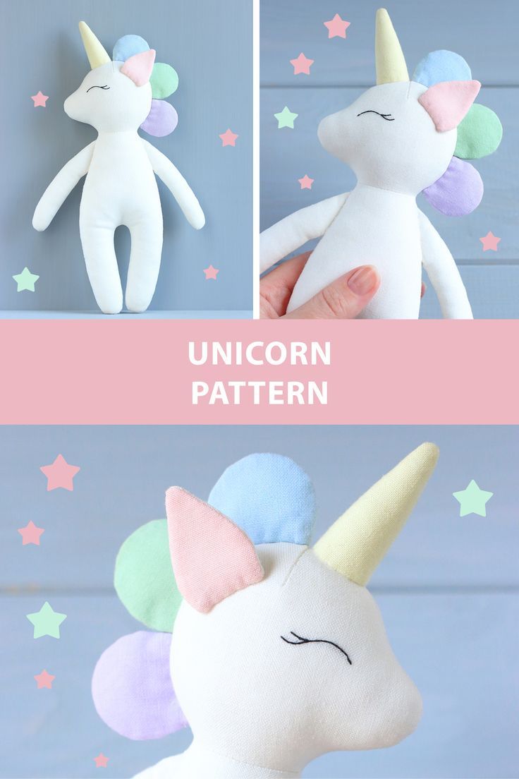 PDF Unicorn Sewing Pattern & Tutorial — DIY Unicorn Doll, Soft Toy, Animal Doll Pattern, Cloth Doll, Stuffed Animal Pattern, Nursery Decor #stuffedtoyspatterns