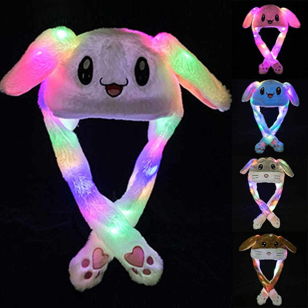 cosplay de Navidad regalo de cumpleaños fiesta Sombrero de conejo con luz LED brillante brillante y divertido sombrero de conejo en movimiento para mujeres niñas