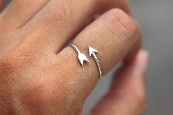 Metal :sterling silverring width: 1 mmPrice is for 1 ring, Our rings all come in standard US sizes.It's dainty and can be worn every day, It is a wonderful gifts to a person you like/love/respect.All my items are safely and nicely packaged in small simple metal box.All items are made to order. Our handmade time is about 5 - 8 business days. This can change during special seasons, Please check the top of our policies page for the most up to date information.Ship times do NOT include production(ha Hand Jewelry Rings, Charm Rings, Cute Promise Rings, Cute Rings, Delicate Silver Rings, Sterling Silver Rings, Dainty, Silver Arrow Ring, Simple Ring Band