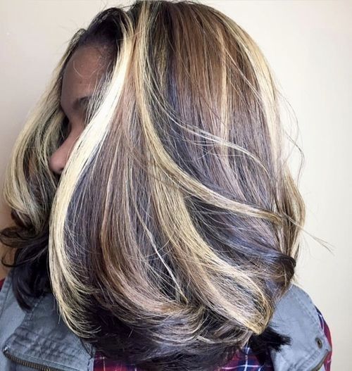 Black Hair With Blonde Highlights, Natural Hair Highlights, Blonde Hair Black Girls, Dyed Natural Hair, Dyed Hair, Pink Highlights, Black Girl Hair Colors, Hair Color For Black Hair, Pink Hair