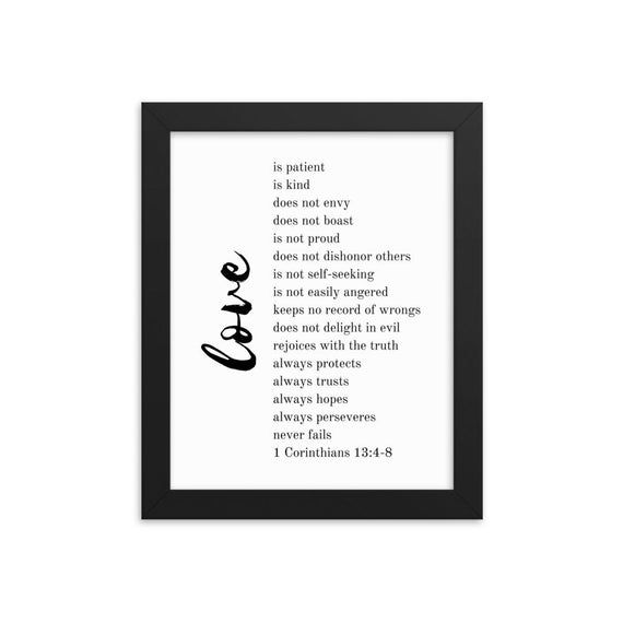Love is Patient Love is Kind, 1 Corinthians 13 Sign, Bible Verse Wall Art Wood Frame