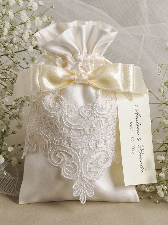 Ivory Satin Wedding Favor Bag Lace By Decoriswedding Ivory Satin Wedding Favor Bag Lace By Decoriswedding 3 30