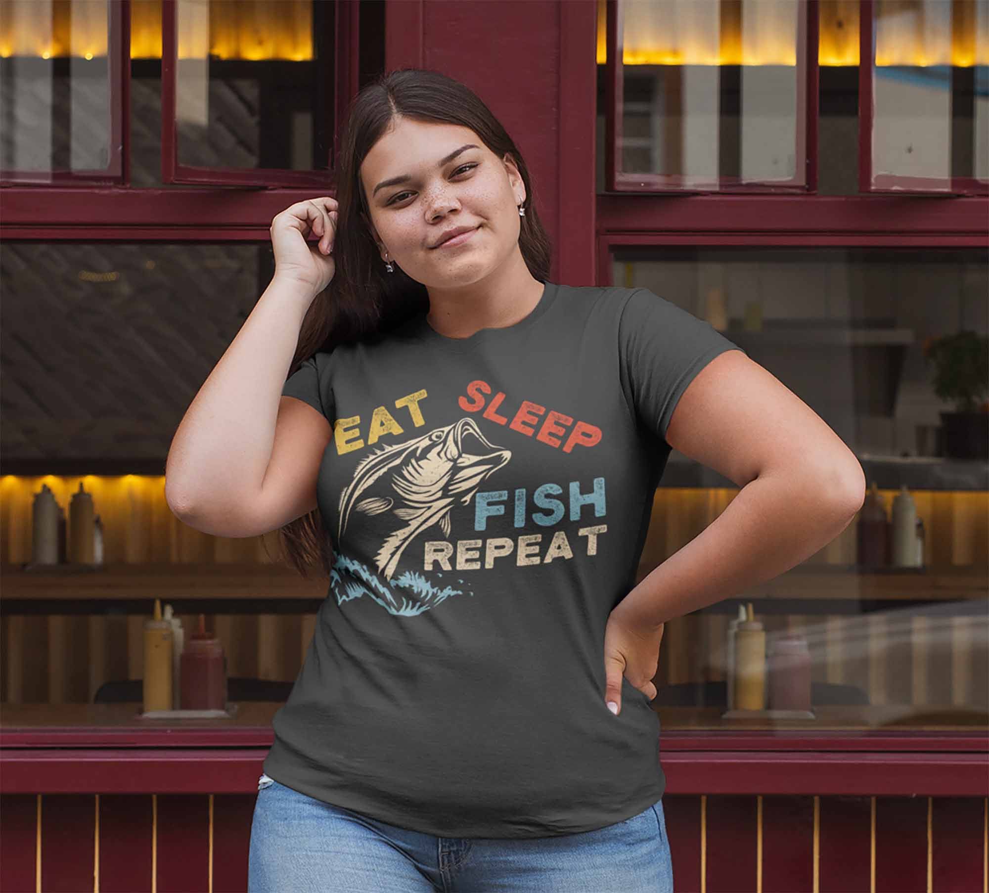 Eat Sleep Fish Tank Top Funny Fishing Camping Muscle Shirt